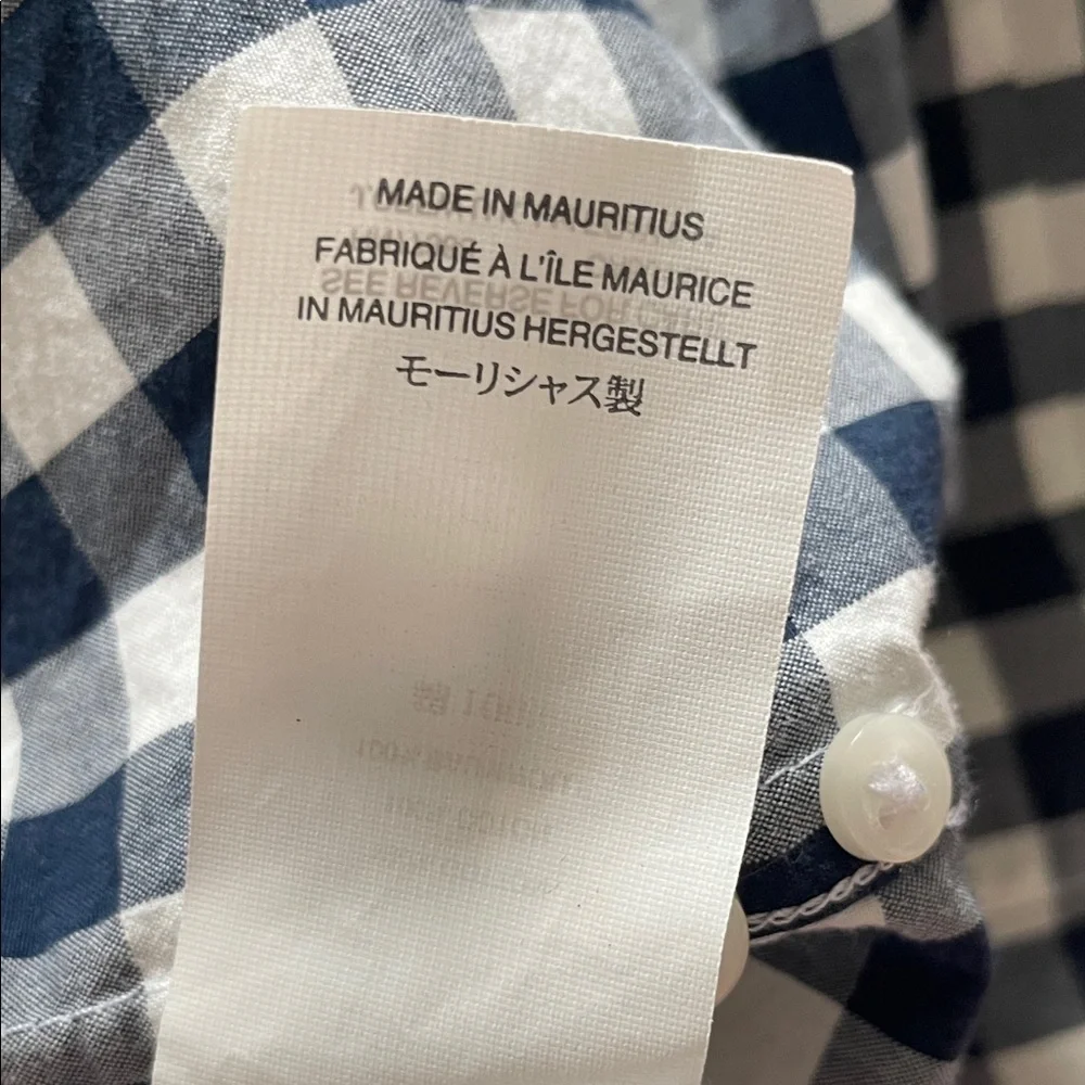 J. Crew Men's Navy and White Plaid Shirt